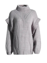 Winged Sleeves Turtleneck Knit Sweater