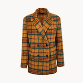 Yellow and Green Plaid Woolen Coat