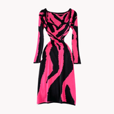 Zebra Knitted Mid-Length Dress