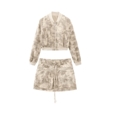 Zip-Up Jacket + Drawstring Skirt Set