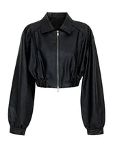 Zip-Up Vegan Leather Short Jacket