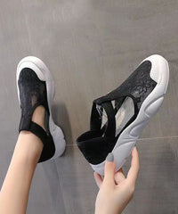 Casual White Flat Sandals Splicing Hollow Out Breathable Lace