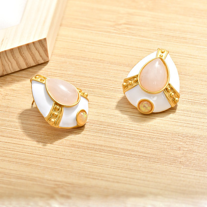 Retro Rhombus Glass Earrings