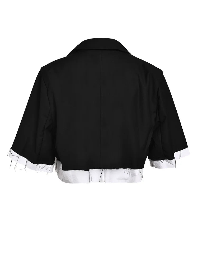 Color Block Loose Crop Blazer