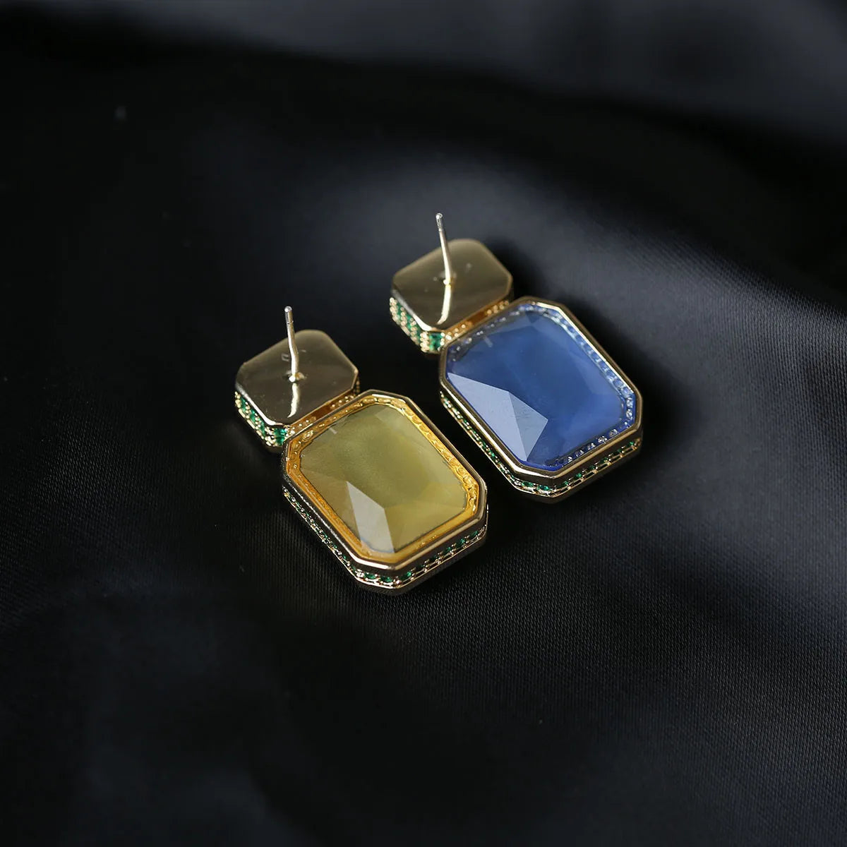 Asymmetrical Colored Zircon Earrings