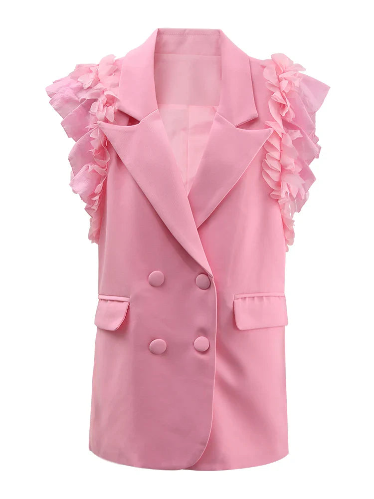 Fungus Edge Splicing Double Breasted Suit Vest