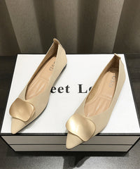 Boutique Splicing Flats Shoes Khaki Faux Leather Sequined Pointed Toe