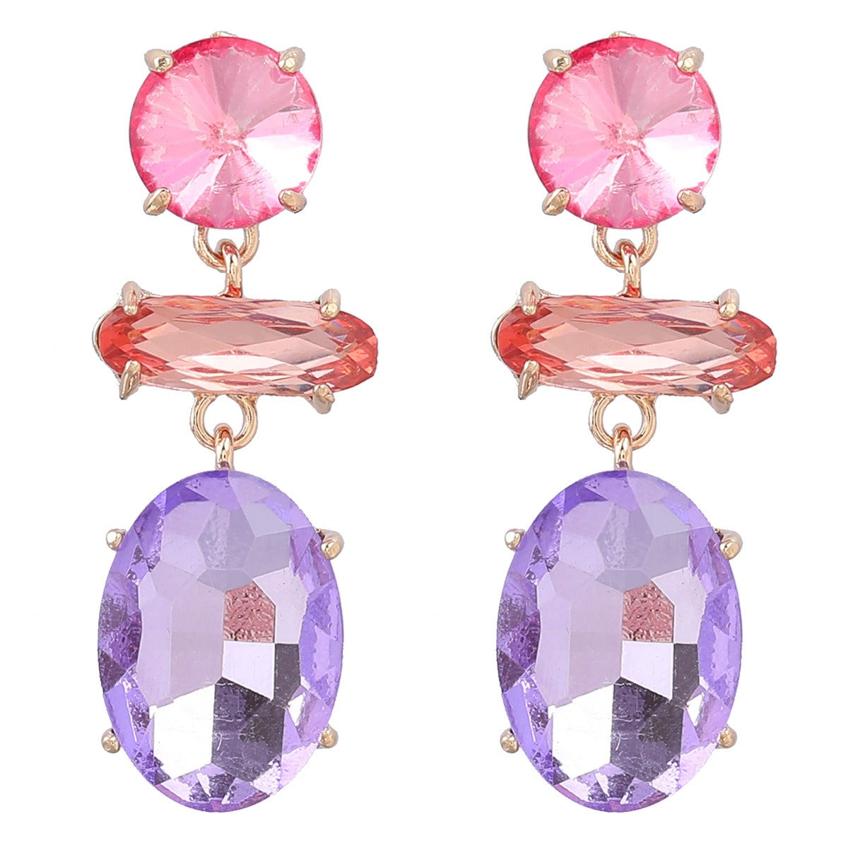 Diamond Alloy Multi-layered Geometric Earrings