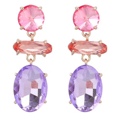 Diamond Alloy Multi-layered Geometric Earrings