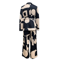 Printed Coat + Wide Leg Pants Loungewear Set
