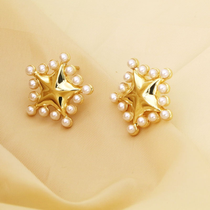 Pearl Butterfly Love Star Earrings