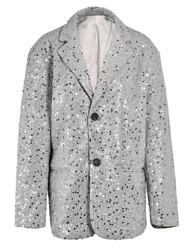 Sequins Single Breasted Big Size Blazer