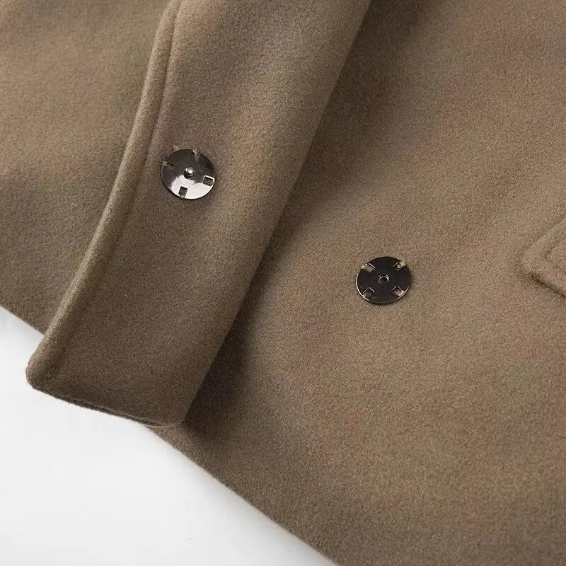 Notched Lapel Belted Short Coat