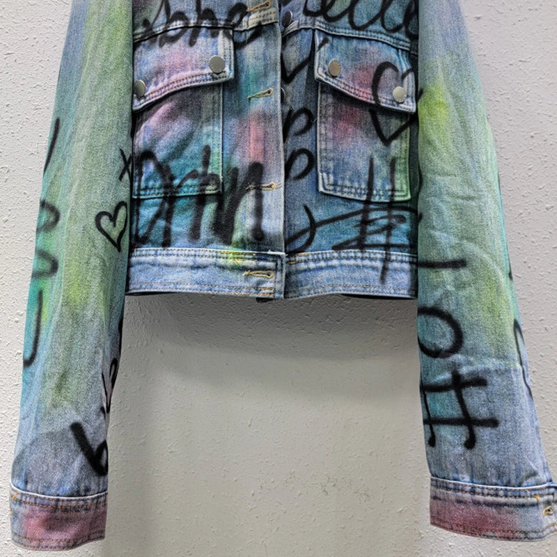 Graffiti on Denim Short Jacket