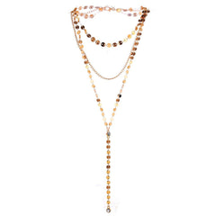 Sequin Long Chain Crystal Pendant Necklace