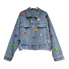 Colorful Diamond Denim Jacket