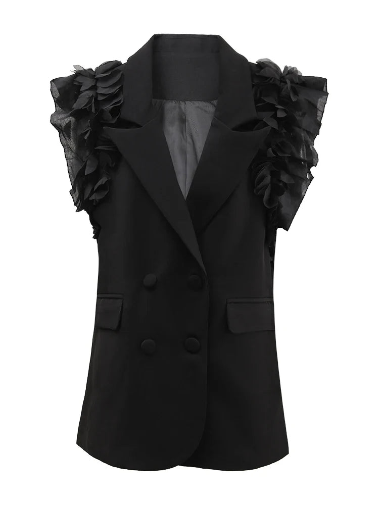 Fungus Edge Splicing Double Breasted Suit Vest