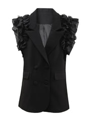 Fungus Edge Splicing Double Breasted Suit Vest