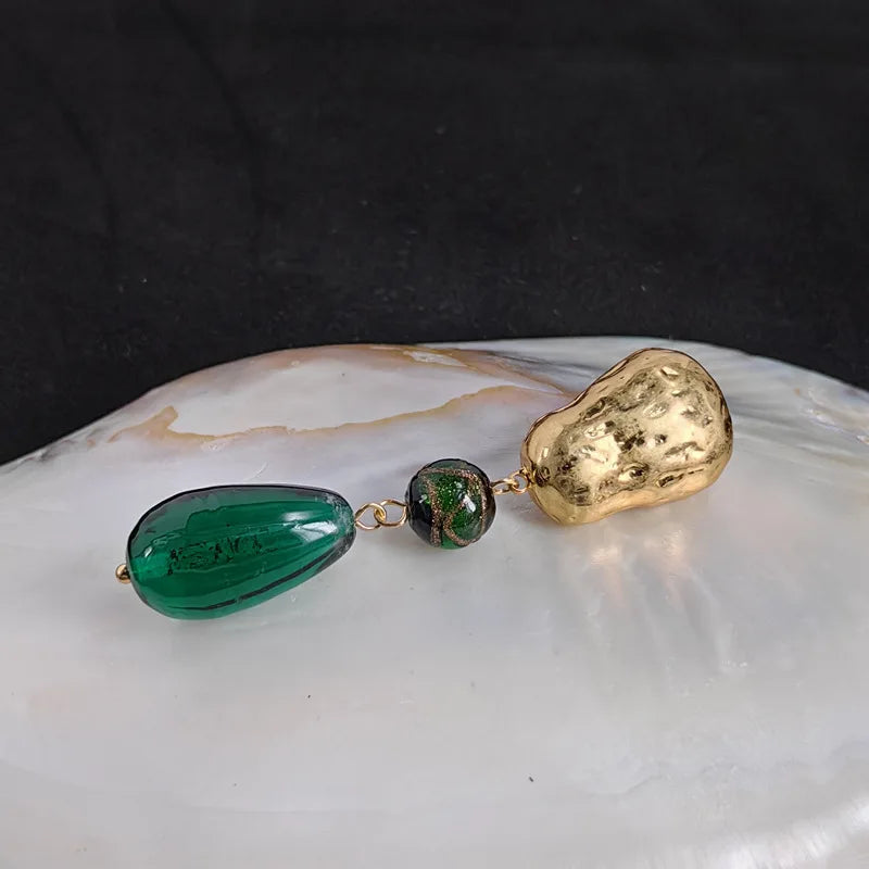 Silver Needle Glass Vintage Stud Earrings