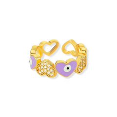 Hearts Link Open Adjustable Rings