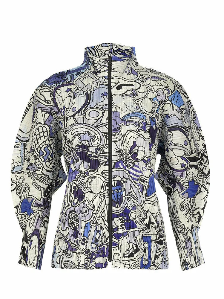 Graffiti Print Pleated Loose Jacket