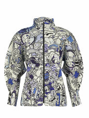 Graffiti Print Pleated Loose Jacket