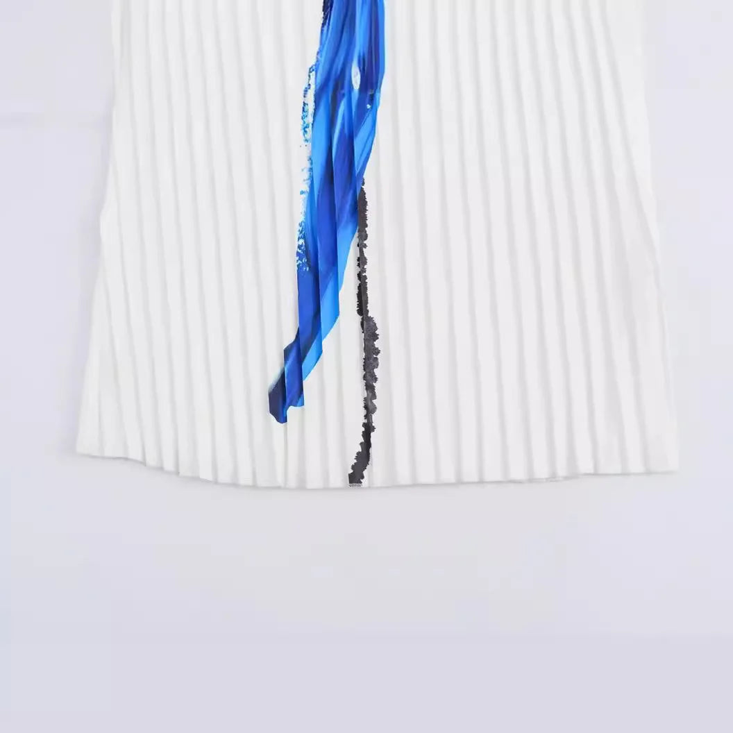 Printed Pleated Camisole Dress