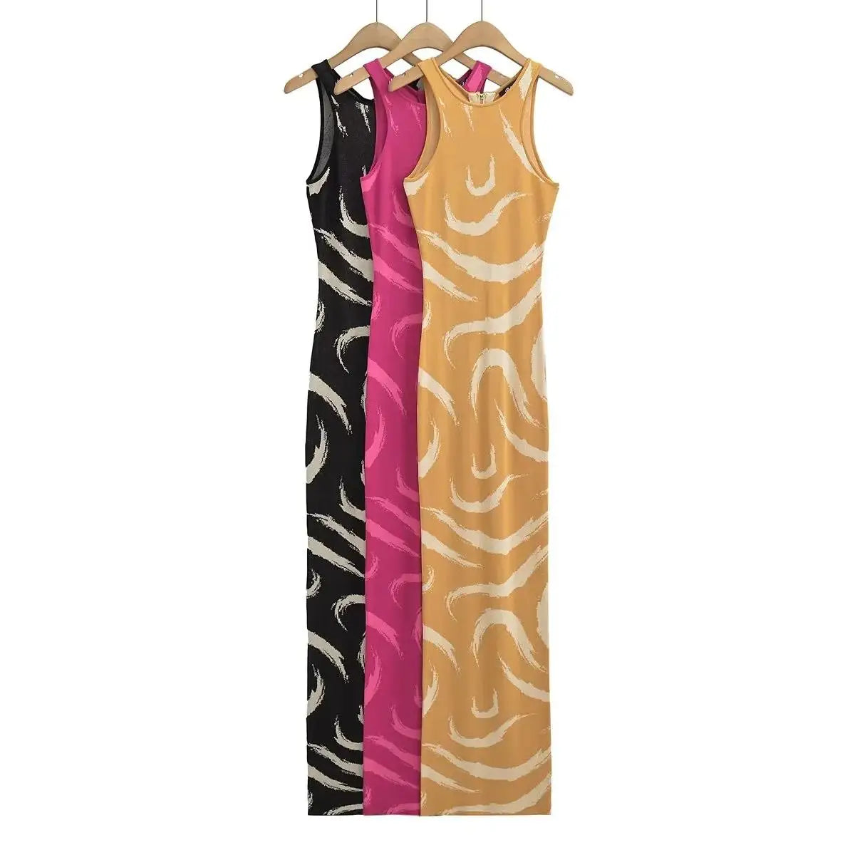 Brush Strokes Sleeveless Maxi Dress