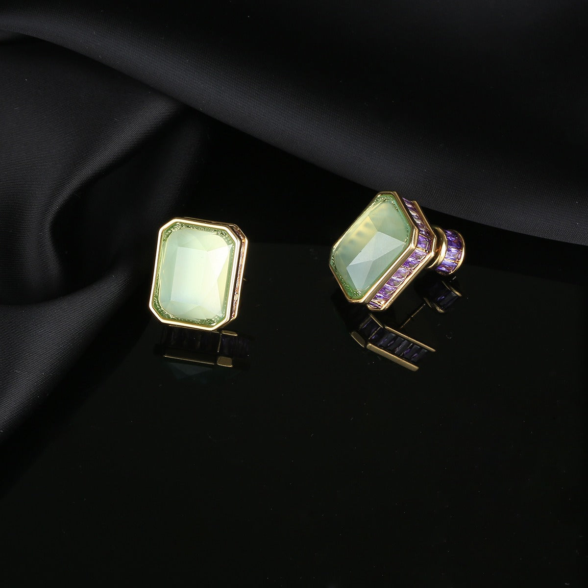 Gemstone Inlaid Zircon Geometric Earrings