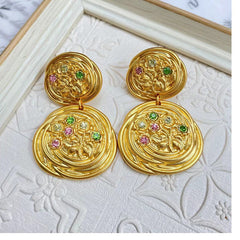 Antique Flower Embossed Earrings