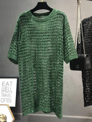 See-Through High Slit Knitted Dress