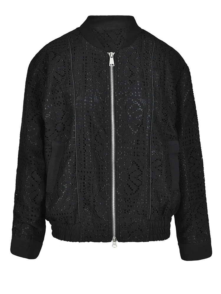 Stand Collar Hollow Out Jacket