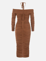 Ruched Bodycon Halter Dress