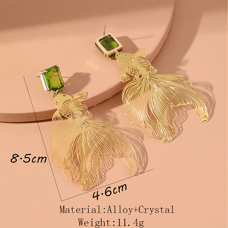 Handmade Carved Goldfish Earrings