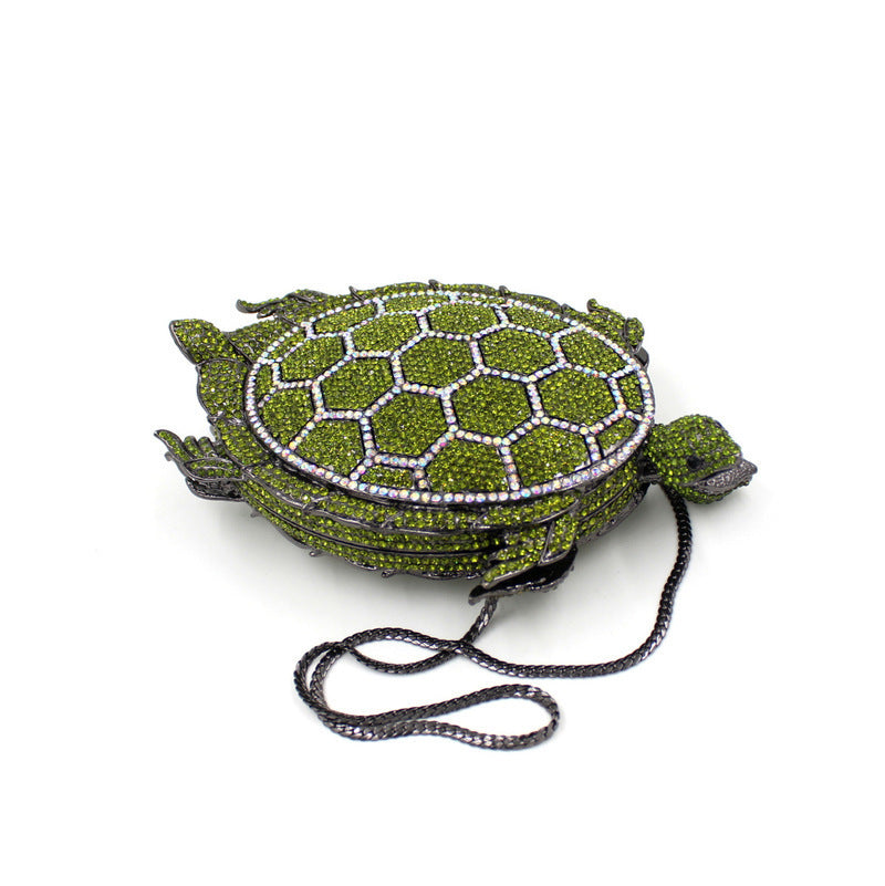 Turtle Crystal Hard Case Clutch Bag