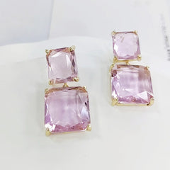 Geometric Square Crystal Earrings