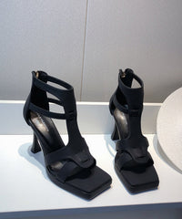 Fashion Black Splicing High Heel Sandals Hollow Out Peep Toe