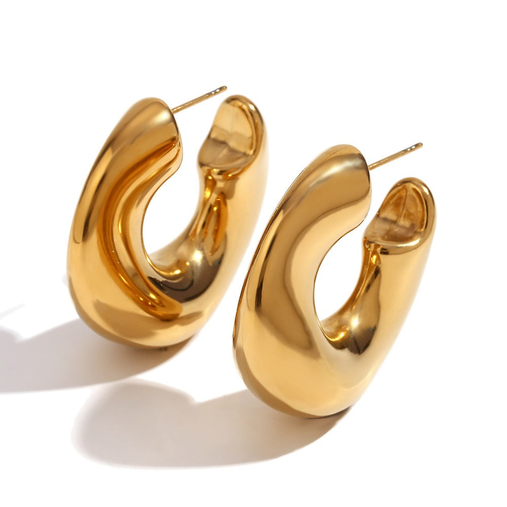 Gold Irregular Chunky Hoop Earrings