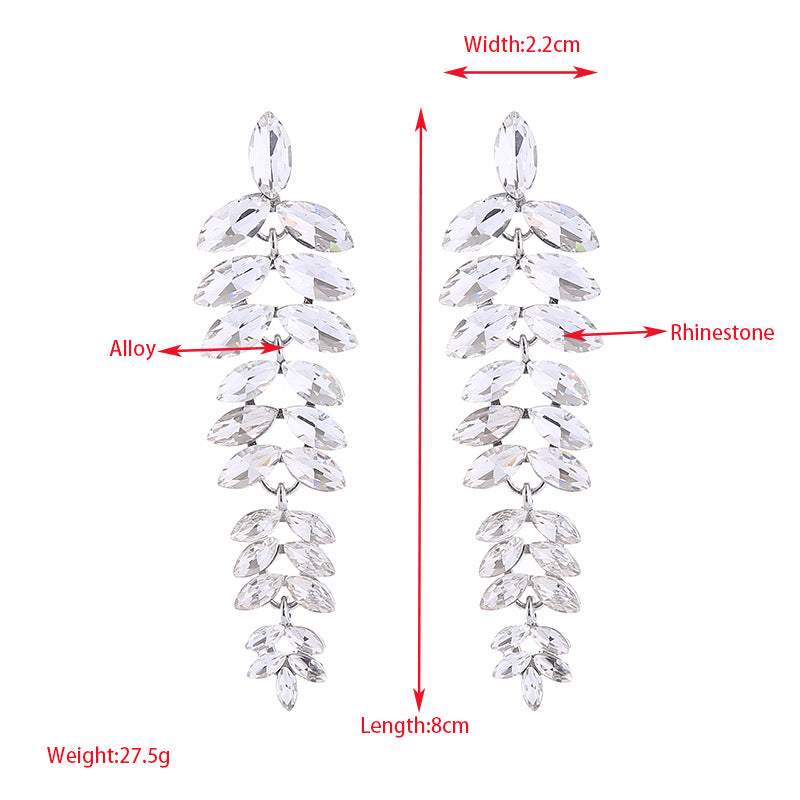 Multi-Layered Diamond Leaf Flower Earrings