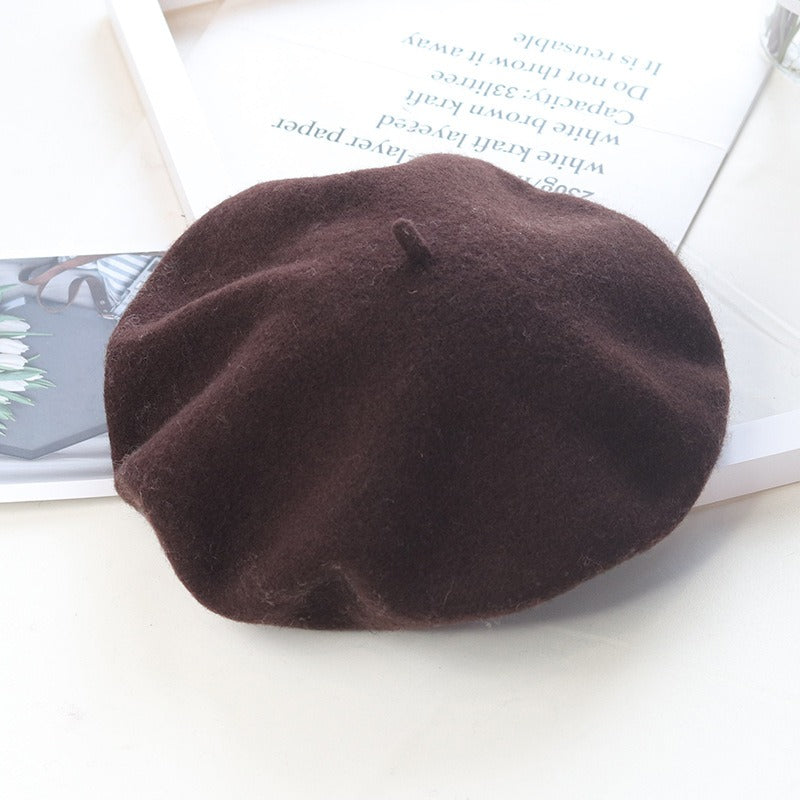 Round Top Knitted Wool Beret