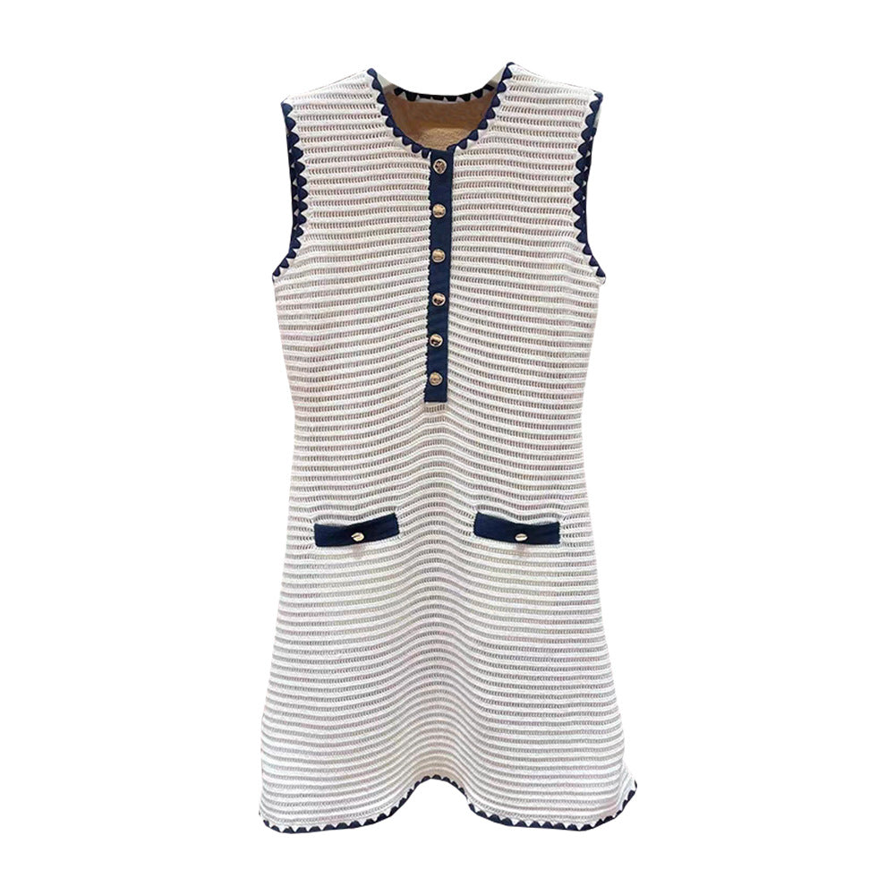 Sleeveless Knitted A-Line Short Dress