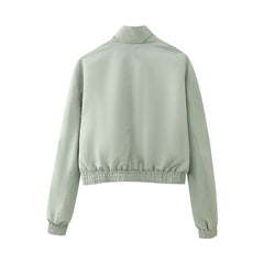 Solid Zipper Jacket + Skirt Set