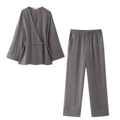 Solid Kimono Style Top + Pants