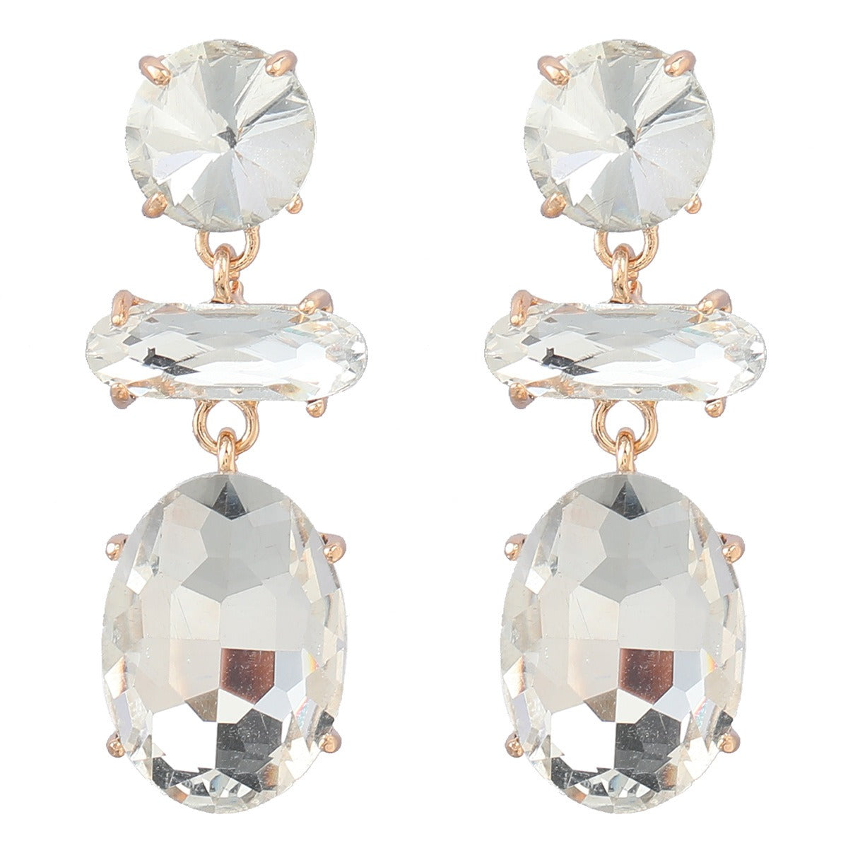 Diamond Alloy Multi-layered Geometric Earrings