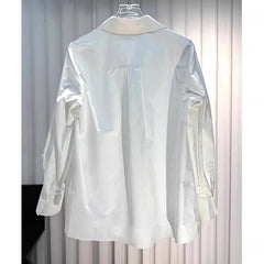 3D Flower Long Sleeve Solid Loose Shirt