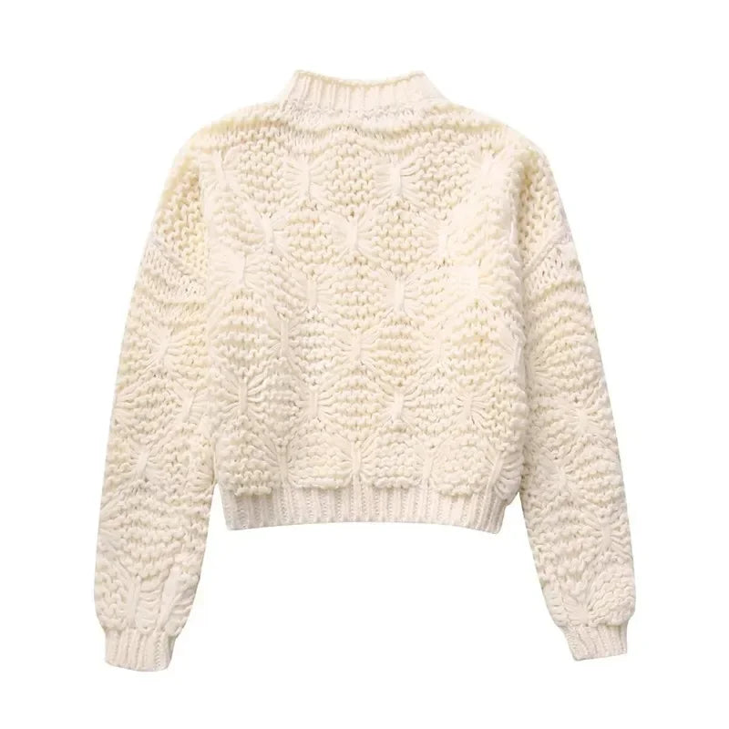 Casual Solid Cropped Knitted Pullover