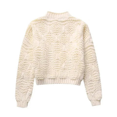 Casual Solid Cropped Knitted Pullover