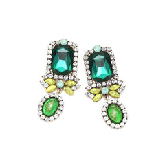 Green Geometric Diamond Earrings