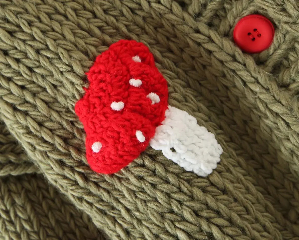 3D Mushrooms Knitted Cardigan