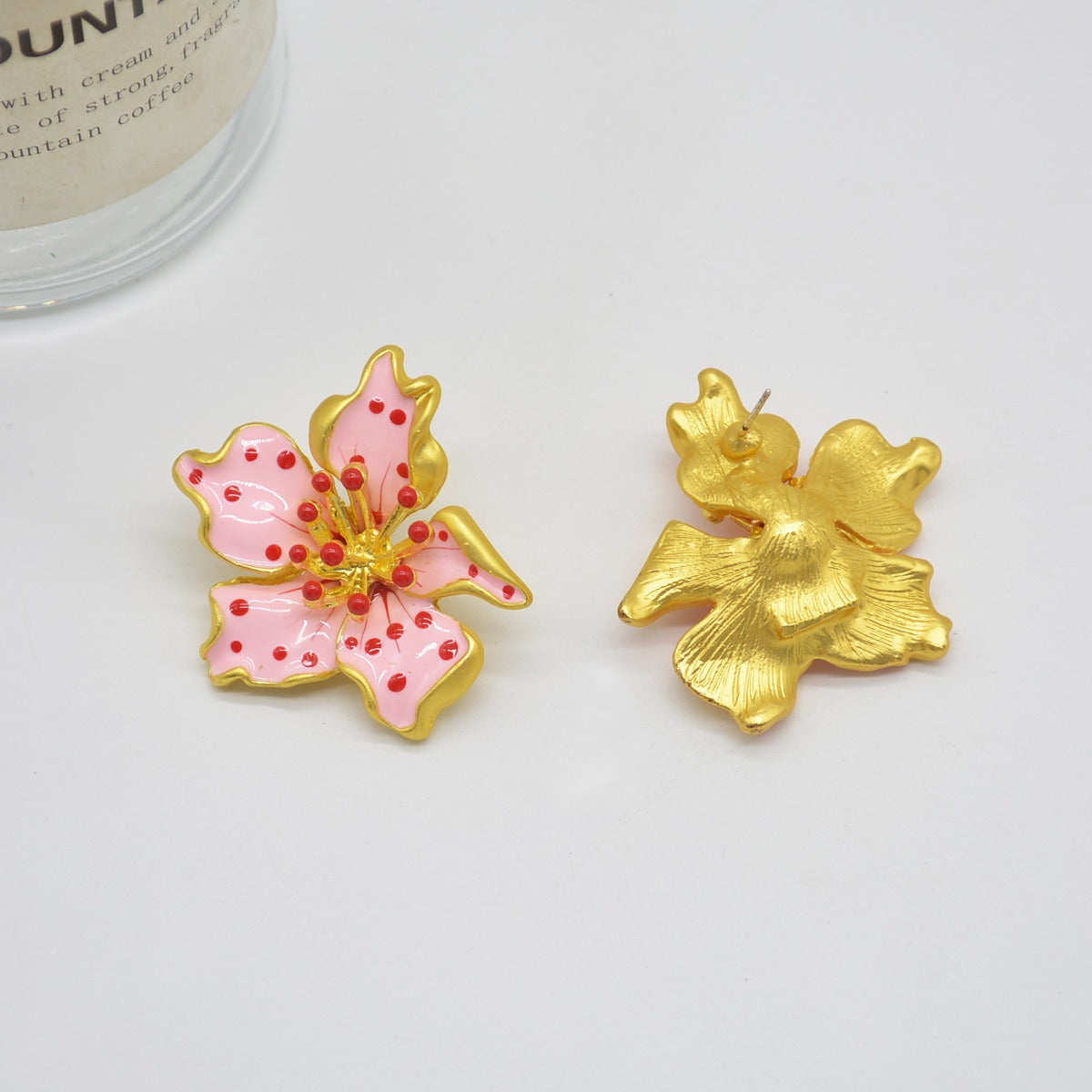 Glaze Pink Flower Earrings